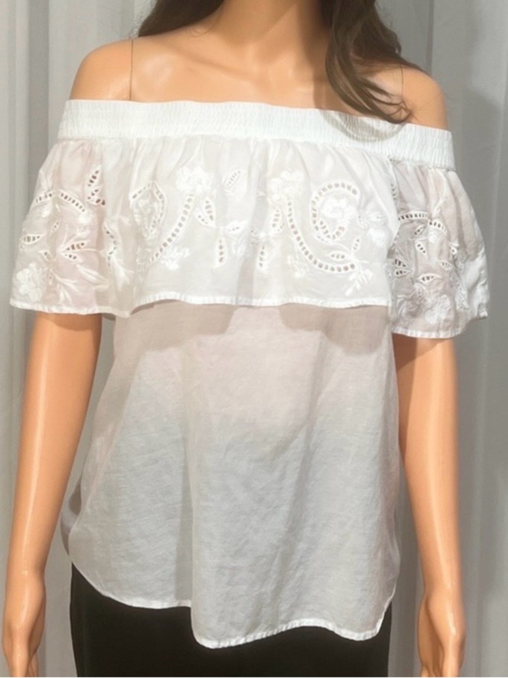 Elegant White Embroidered Off-Shoulder Blouse